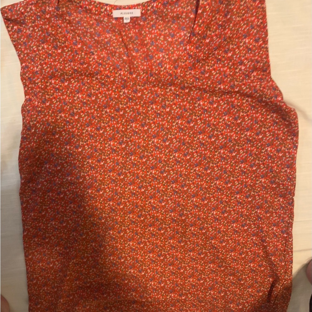 Pleione Red Floral Women's Blouse